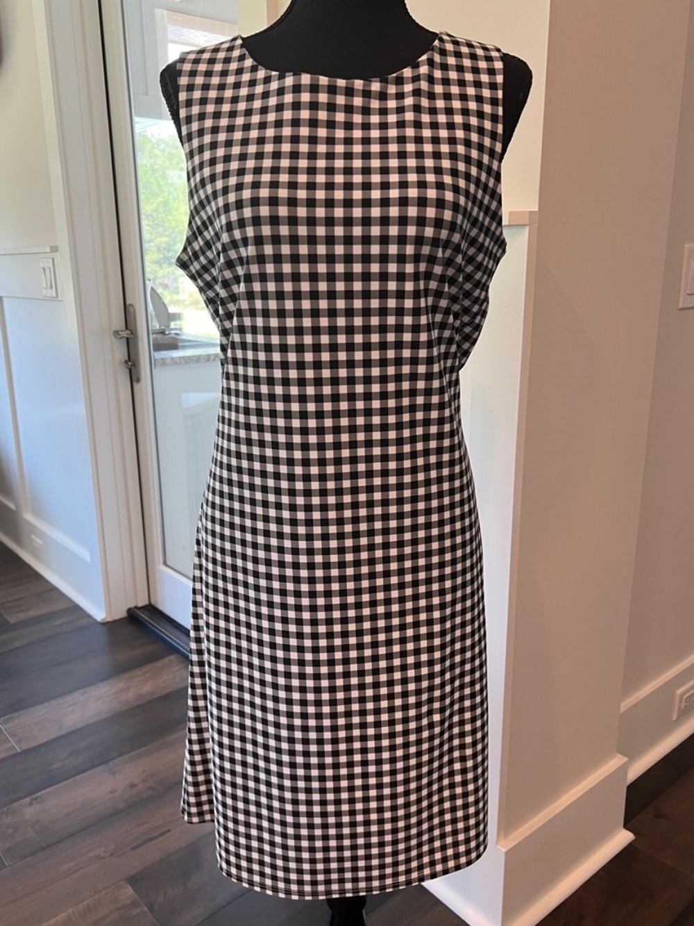 Jude Connally Black & White Gingham Sleeveless Shift Dress